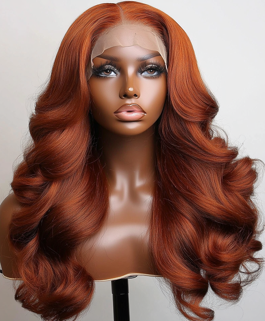 Ginger Orange Body Wave Transparent Lace Front Wig